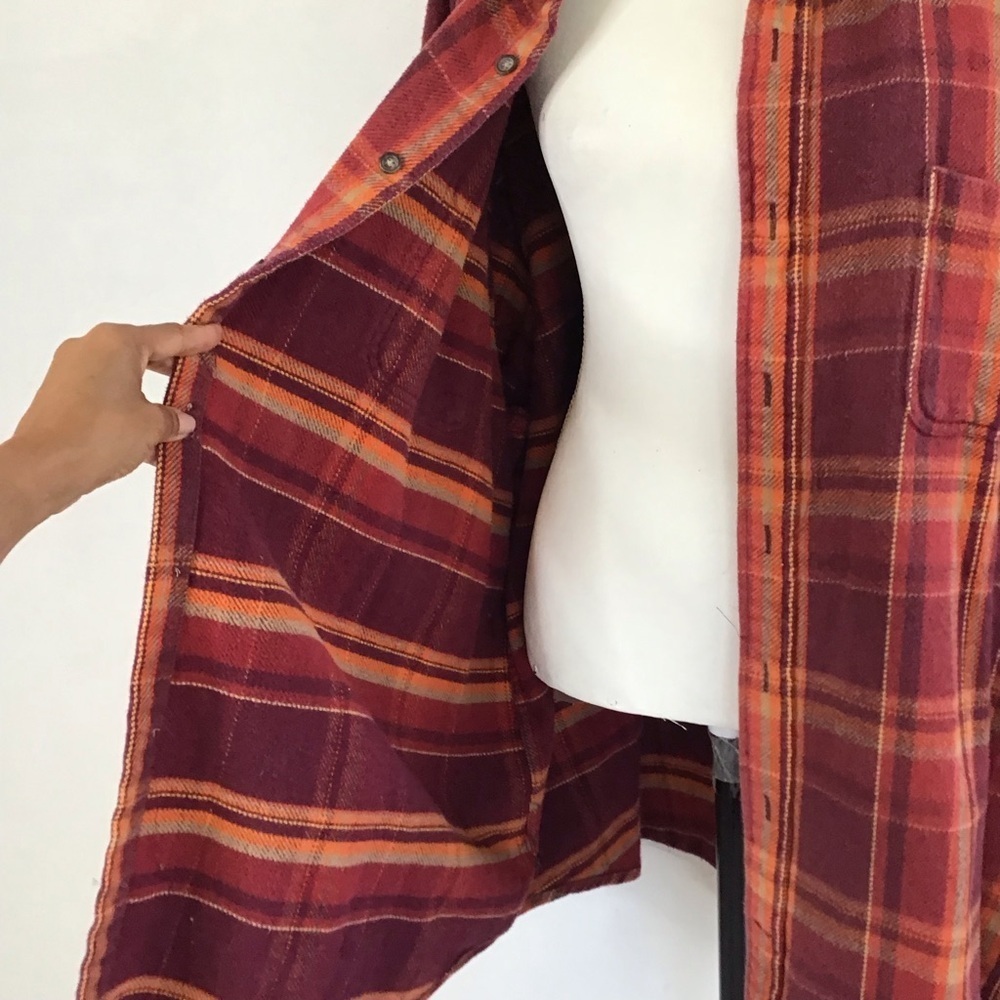 St. John’s Bay Men Vintage Red and Orange Strip Plaid Outdoor Shirt Jacket 4X - Picture 7 of 10